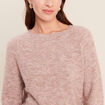 Pull col rond beige femme