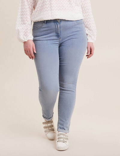 Jean coupe ajust&eacute;e 7/8&egrave;me denim baby bleu femme