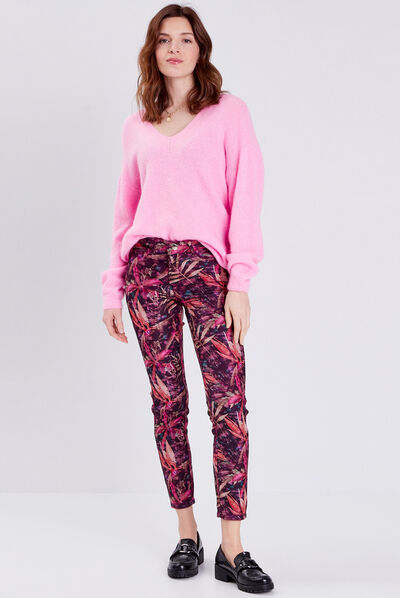 Pantalon ajusté réversible rose femme