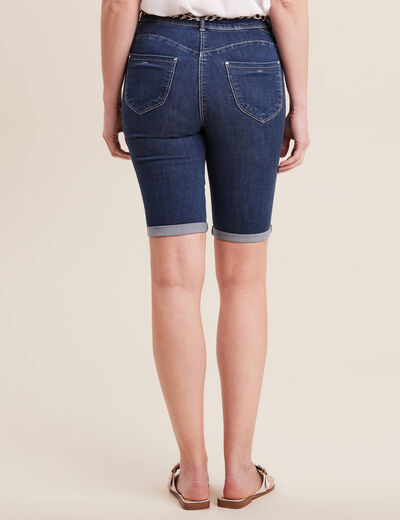 Bermuda ajusté en jean denim brut femme