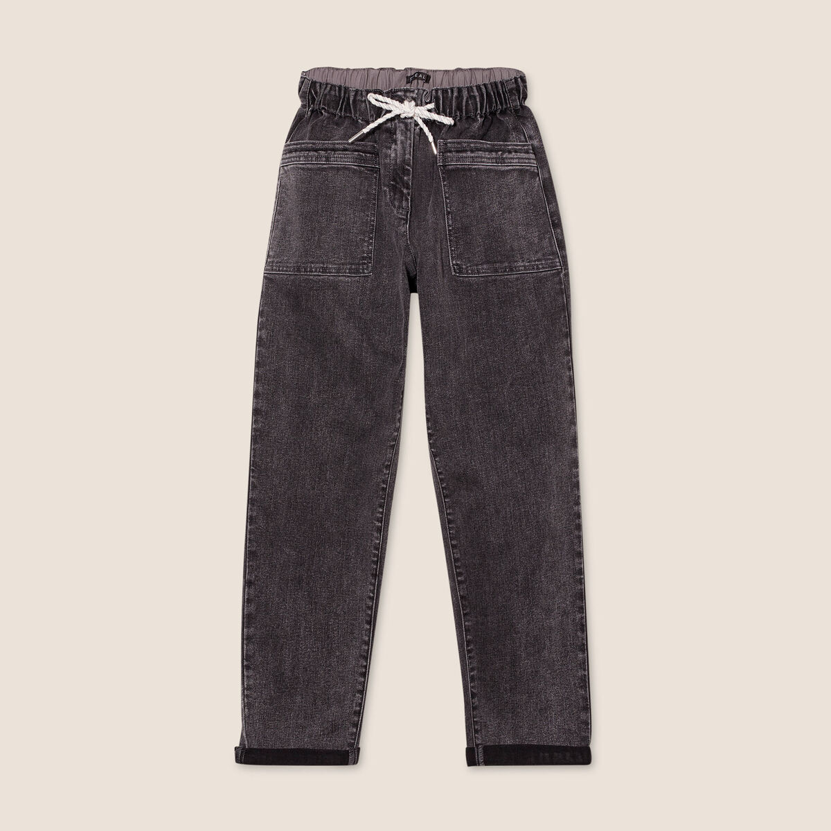 Jean coupe mom 7/8&egrave;me denim gris femme