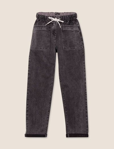 Jean coupe mom 7/8&egrave;me denim gris femme
