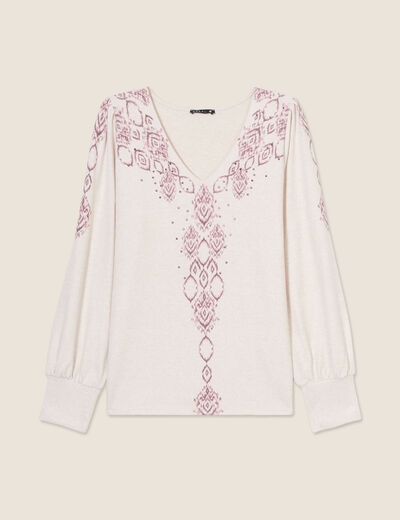 T-shirt manches longues creme femme
