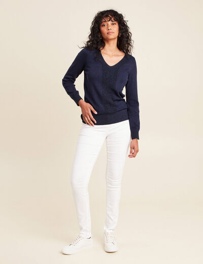 Pantalon léger taille standard long blanc femme