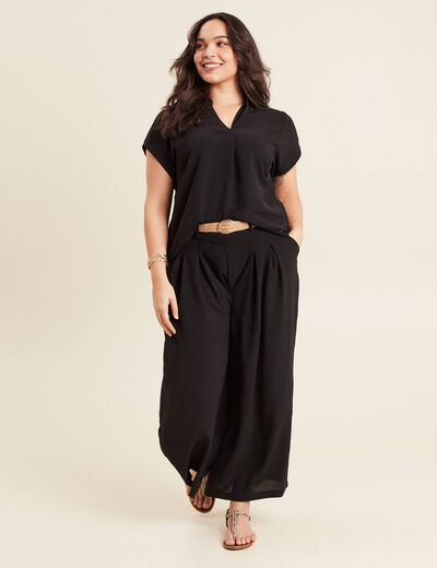 Blouse manches courtes noir femme