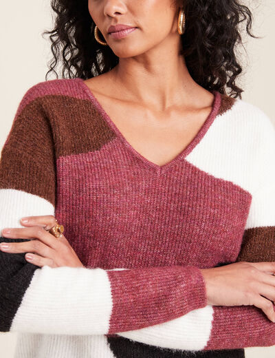 Pull manches longues multicolore femme