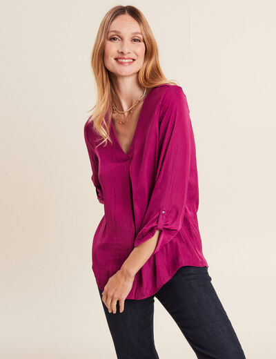 Blouse manches 3/4 violet femme