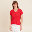 Pull à manches courtes rouge femme