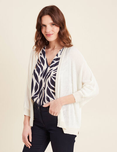 Gilet manches 3/4 ecru femme