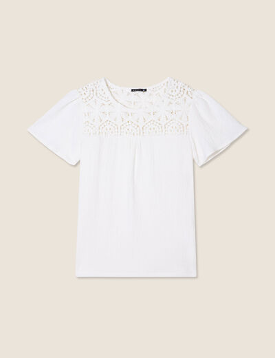 T-shirt manches courtes ecru femme