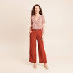 Pantalon large taille haute fluide marron fonc&eacute; femme