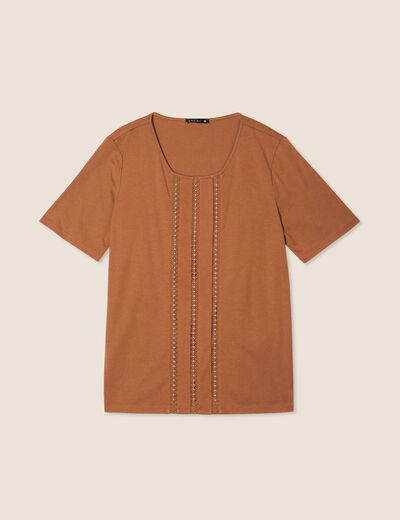 T-shirt manches courtes marron femme