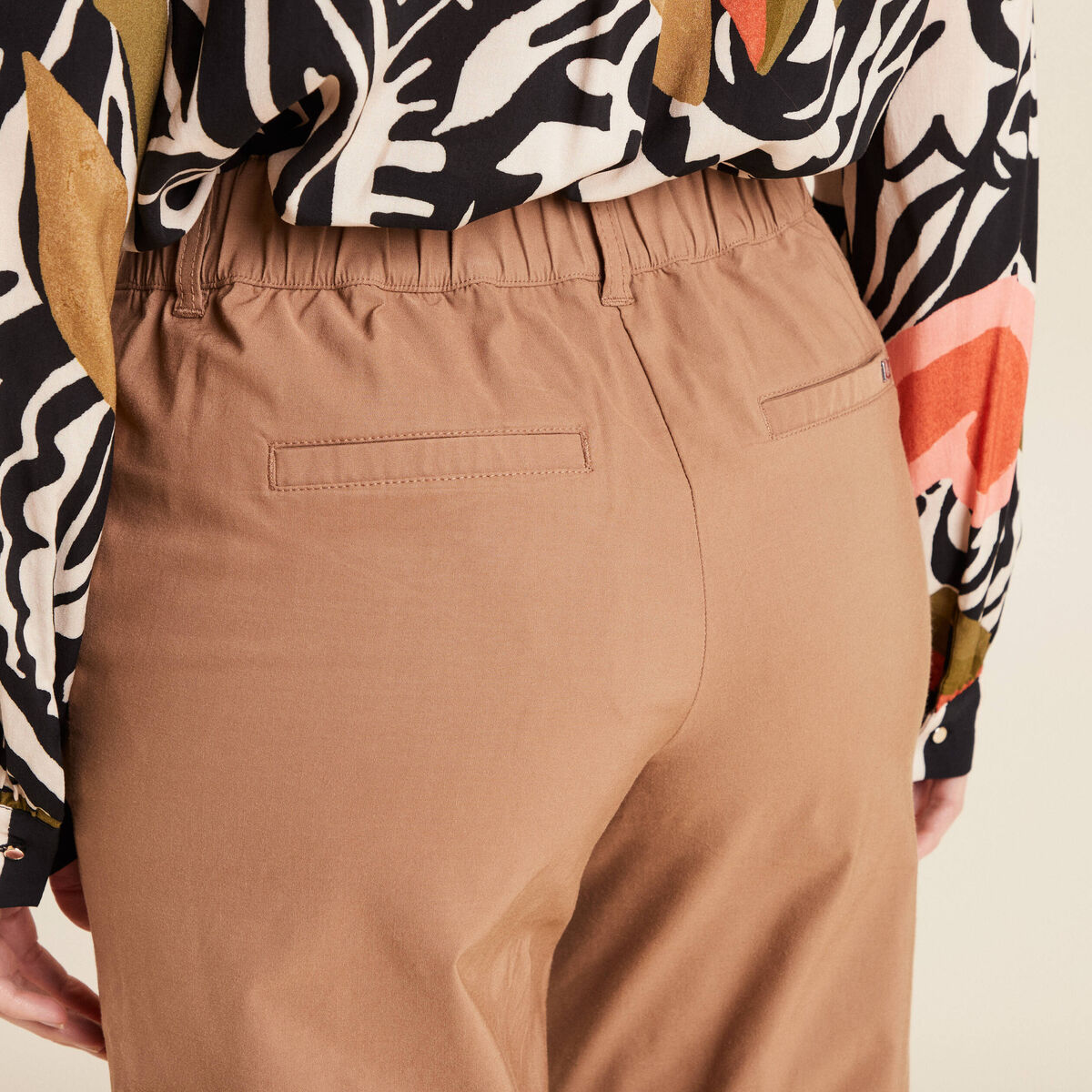 Pantalon large 7/8ème marron femme