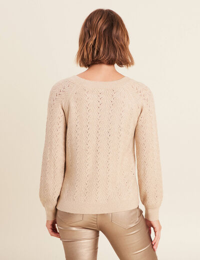 Pull manches longues sequins couleur or femme
