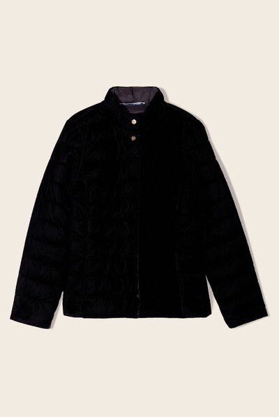 Doudoune ajustée velours noir femme
