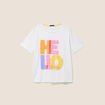 T-shirt col rond manches courtes blanc femme