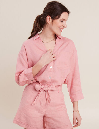Chemise manches 3/4 vieux rose femme