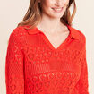 Polo d&eacute;tails ajour&eacute;s orange fonc&eacute; femme