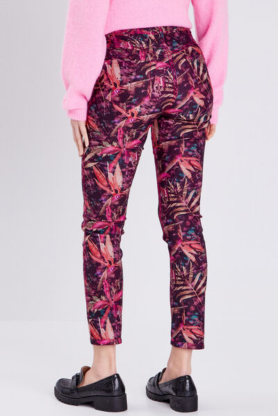 Pantalon ajusté réversible rose femme
