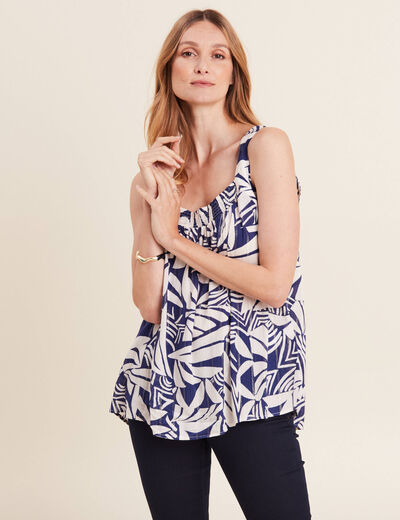 Blouse bretelles fines bleu femme
