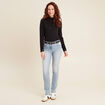 Jean ajusté taille standard long denim baby bleu femme