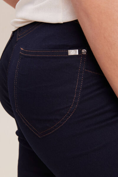 Pantalon léger taille haute long denim brut femme