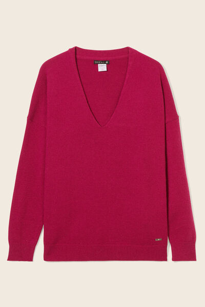 Pull manches longues rose fushia femme