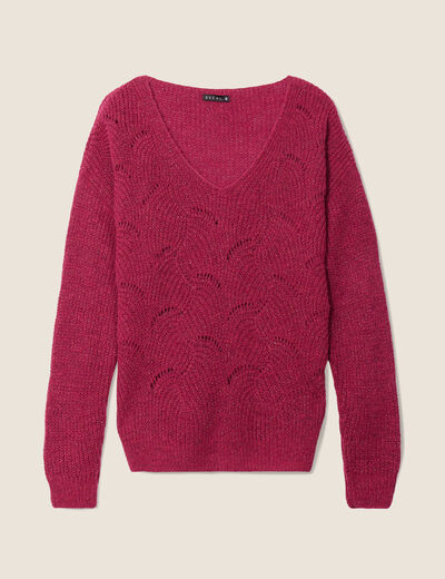 Pull manches longues rose fushia femme