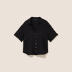 Chemise col chemise manches courtes noir femme