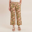 Pantalon large 7/8&egrave;me vert kaki femme