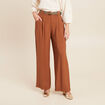 Pantalon large avec ceinture amovible marron femme