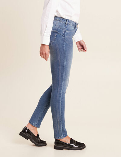Jean ajusté taille basse denim stone femme