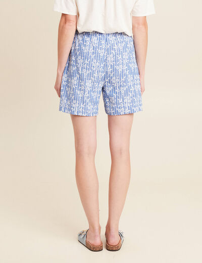 Short large taille haute bleu clair femme