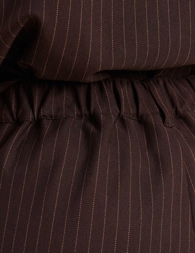 Pantalon large 7/8&egrave;me marron femme