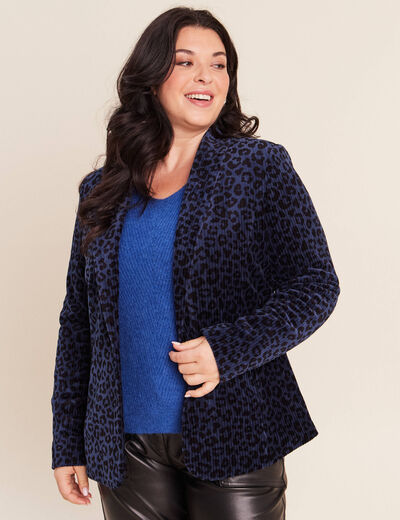 Veste tailleur velours bleu femme