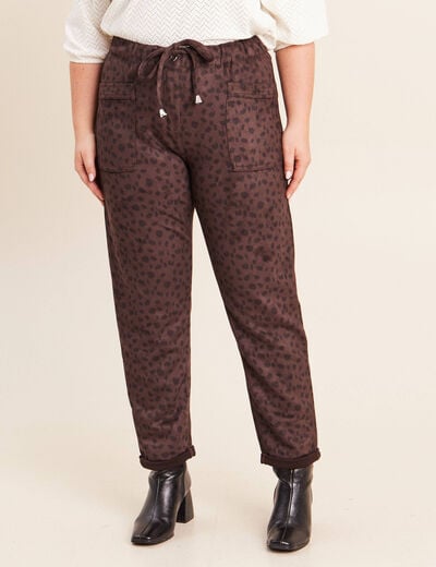 Pantalon coupe mom 7/8&egrave;me marron fonc&eacute; femme