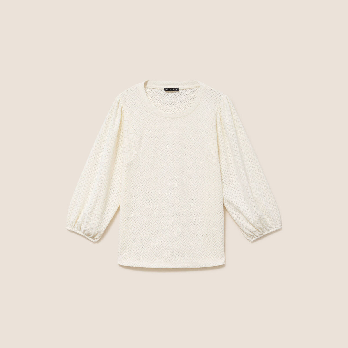 Blouse droite col rond manches 3/4 ecru femme