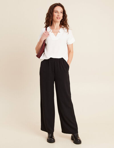 Blouse fluide manches courtes ecru femme