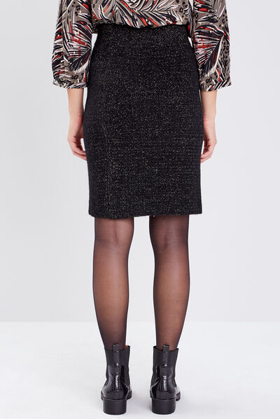 Jupe crayon tricotée noir femme