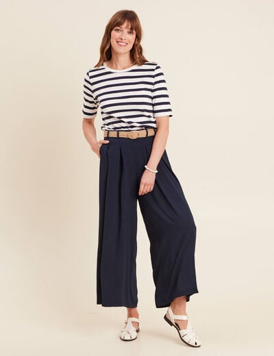T-shirt col rond bleu marine femme
