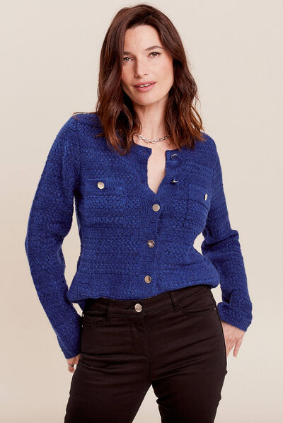 Gilet manches longues bleu electrique femme
