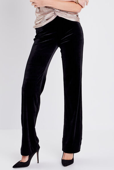 Pantalon bootcut velours noir femme