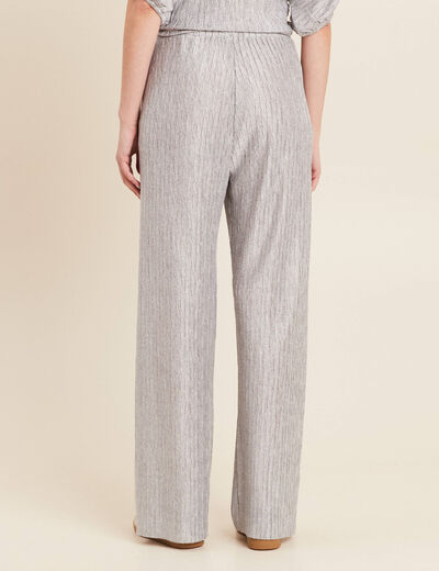 Pantalon flou métallisé gris argent femme