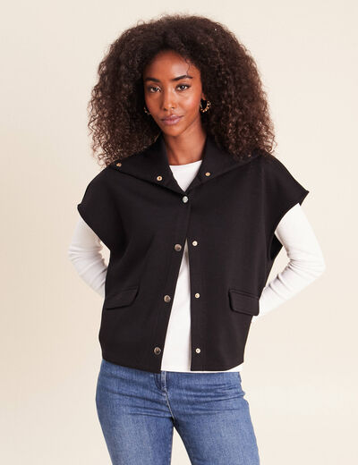 Gilet manches courtes col camionneur noir femme