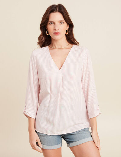 blouse fluide manches 3/4 rose femme