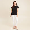 T-shirt bi-matière manches courtes noir femme