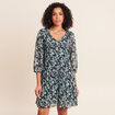 Robe courte &eacute;vas&eacute;e pliss&eacute;e col v vert femme