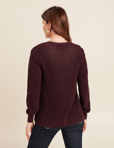 Gilet manches longues bordeaux femme