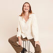 Chemise ample en velours milleraie ecru femme