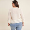Pull manches 3/4 ajouré ecru femme